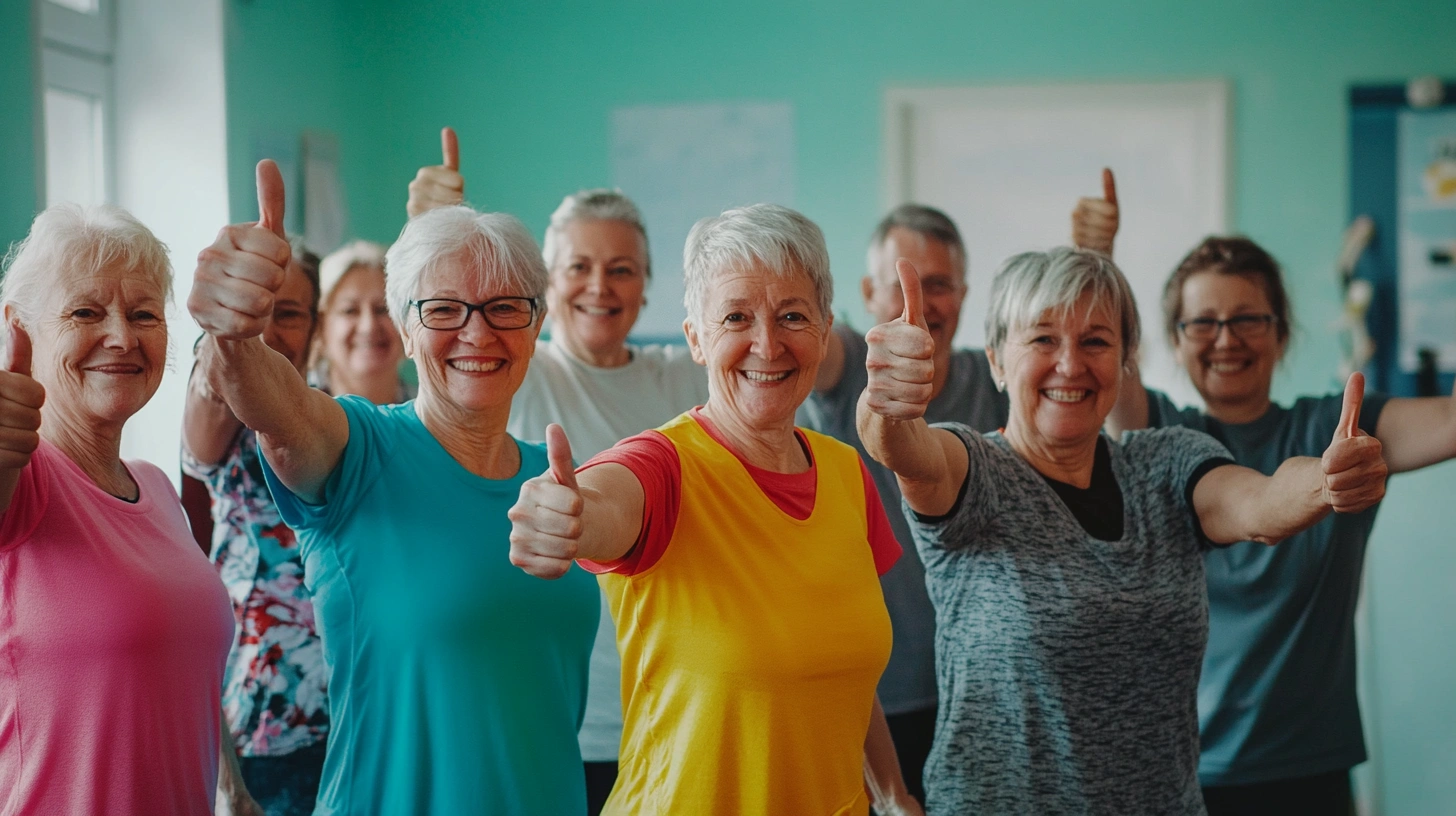 Щасливі та активні пенсіонери після тренування з drislov